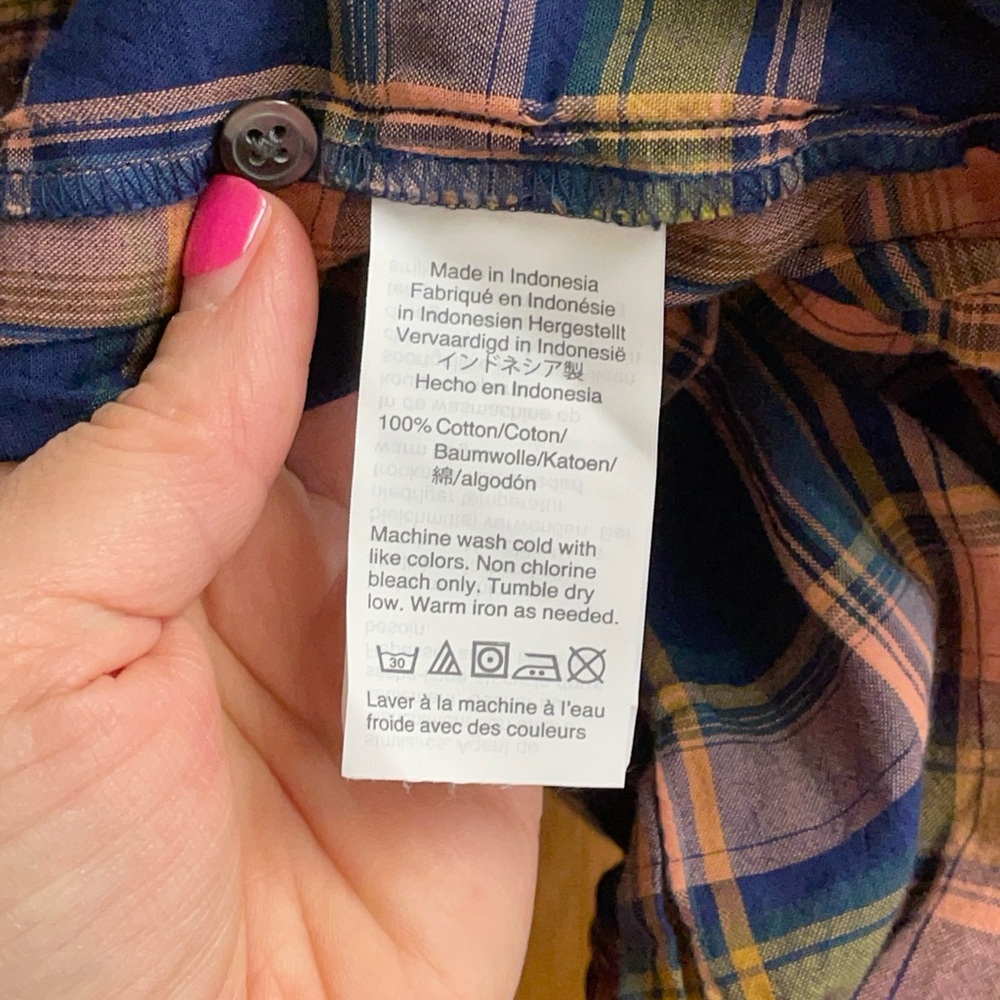 Madewell Plaid Blouse Baggy Fisherman-Core Small - Picture 4 of 4